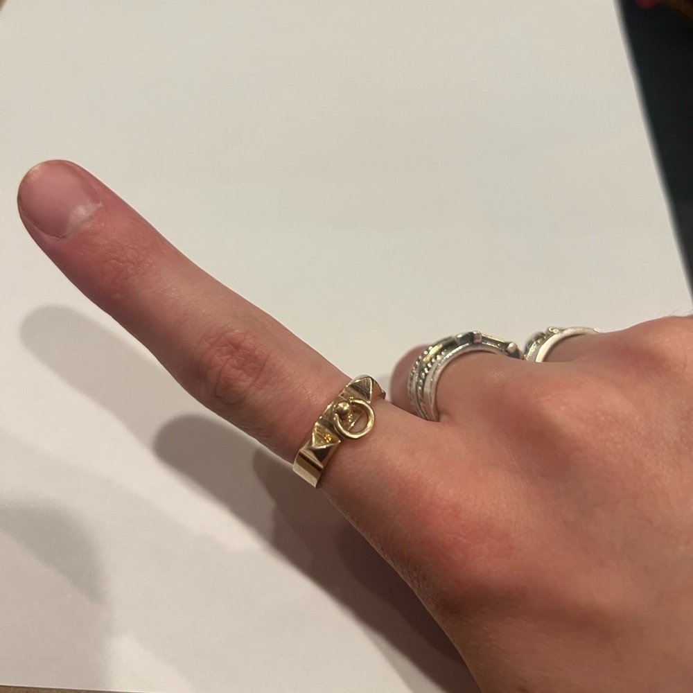 Hermes Rose Gold Collier De Chain ring Size 54